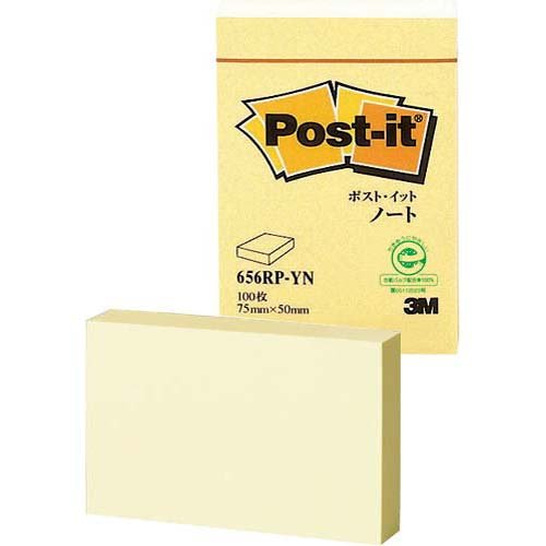 Nota de papel reciclado Post-It japonés de 3M, 75 x 50 mm, amarillo, 1 libro