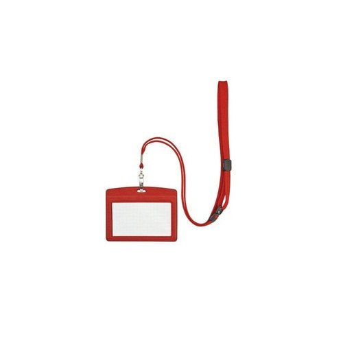 Openhangend naamplaatje leerstijl horizontaal (visitekaartjeformaat) rood N-123P-RD