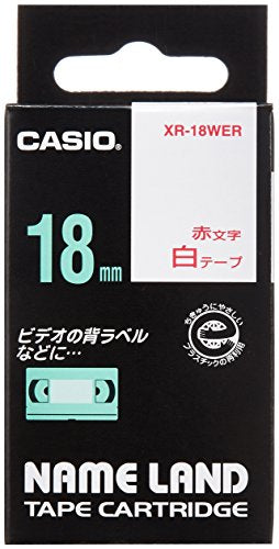 Casio Label Writer Nameland Tape 18mm XR-18WER White Red Letters